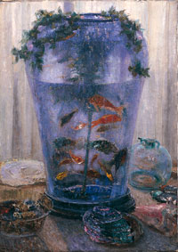 Vaso di Murano con pesci e conchiglie, 1925 circa, olio su tela, 80X95 cm Milano, Collezione Famiglia Bracco