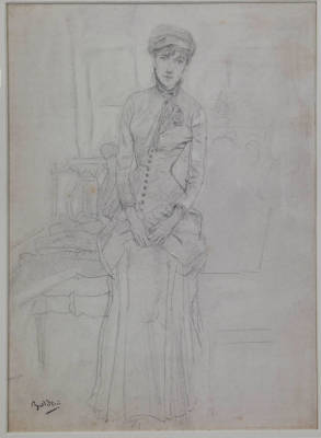 Ritratto di signora di Giovanni Boldini, matita su carta, 320X270 mm, 1874
