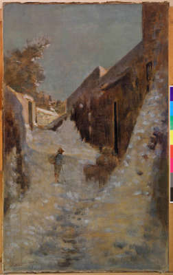Pastorello con gregge di Niccolò Cannicci, olio su tela, 38,5X82 cm, 1890-95