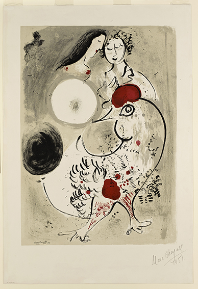 Marc Chagall - Coppia di amanti con gallo
