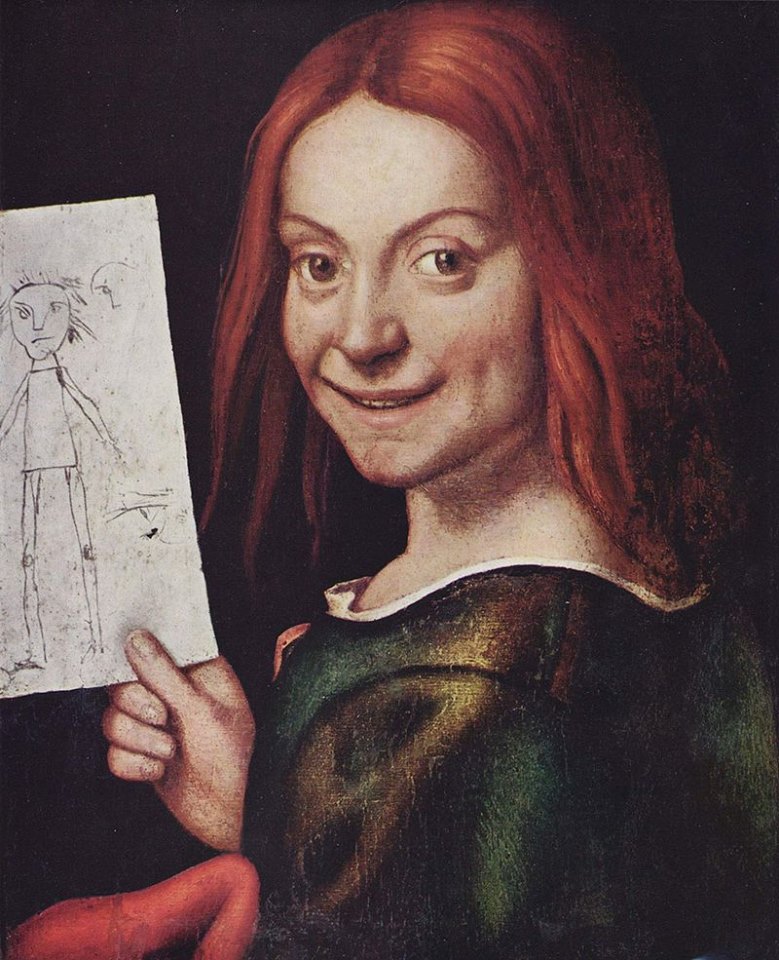Giovanni Francesco Caroto, Ritratto di giovane con disegno infantile